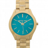 Buy Shop Michael Kors Slim Runway Blue Mother of Pearl Dial Gold Steel Strap Watch for Women - MK3492 USA Online