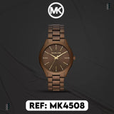 Buy Shop Michael Kors Slim Runway Brown Dial Brown Steel Strap Watch For Women - MK4508 USA Online