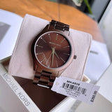 Buy Shop Michael Kors Slim Runway Brown Dial Brown Steel Strap Watch For Women - MK4508 USA Online