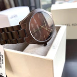 Buy Shop Michael Kors Slim Runway Brown Dial Brown Steel Strap Watch For Women - MK4508 USA Online
