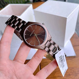 Buy Shop Michael Kors Slim Runway Brown Dial Brown Steel Strap Watch For Women - MK4508 USA Online