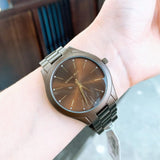 Buy Shop Michael Kors Slim Runway Brown Dial Brown Steel Strap Watch For Women - MK4508 USA Online