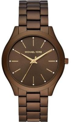 Buy Shop Michael Kors Slim Runway Brown Dial Brown Steel Strap Watch For Women - MK4508 USA Online