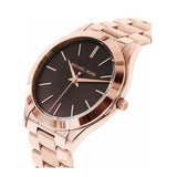Buy Shop Michael Kors Slim Runway Brown Dial Rose Gold Stainless Steel Strap Watch for Women - MK3181 USA Online
