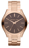 Buy Shop Michael Kors Slim Runway Brown Dial Rose Gold Stainless Steel Strap Watch for Women - MK3181 USA Online