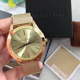 Buy Shop Michael Kors Slim Runway Champagne Dial Gold Mesh Bracelet Watch for Women - MK3282 USA Online