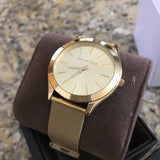 Buy Shop Michael Kors Slim Runway Champagne Dial Gold Mesh Bracelet Watch for Women - MK3282 USA Online