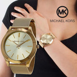 Buy Shop Michael Kors Slim Runway Champagne Dial Gold Mesh Bracelet Watch for Women - MK3282 USA Online