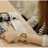Buy Shop Michael Kors Slim Runway Quartz Gold Dial White Leather Strap Watch For Women - MK2389 USA Online