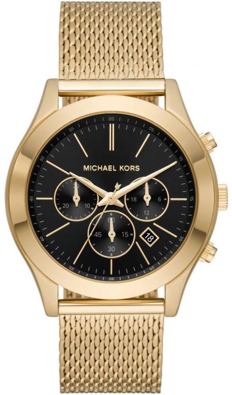 Buy Shop Michael Kors Slim Runway Chronograph Black Dial Gold Mesh Strap Watch For Men - MK9057 USA Online