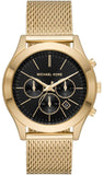Buy Shop Michael Kors Slim Runway Chronograph Black Dial Gold Mesh Strap Watch For Men - MK9057 USA Online