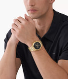 Buy Shop Michael Kors Slim Runway Chronograph Black Dial Gold Steel Strap Watch For Men - MK1076 USA Online