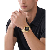 Buy Shop Michael Kors Slim Runway Chronograph Black Dial Gold Steel Strap Watch For Men - MK1076 USA Online