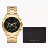 Buy Shop Michael Kors Slim Runway Chronograph Black Dial Gold Steel Strap Watch For Men - MK1076 USA Online