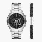 Buy Shop Michael Kors Slim Runway Chronograph Black Dial Silver Steel Strap Watch For Men - MK1056 USA Online