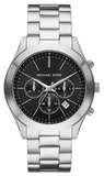Buy Shop Michael Kors Slim Runway Chronograph Black Dial Silver Steel Strap Watch For Men - MK1056 USA Online