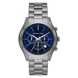 Buy Shop Michael Kors Slim Runway Chronograph Blue Dial Grey Steel Strap Watch For Men - MK8987 USA Online