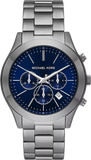 Buy Shop Michael Kors Slim Runway Chronograph Blue Dial Grey Steel Strap Watch For Men - MK8987 USA Online