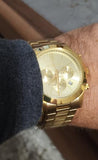 Buy Shop Michael Kors Slim Runway Chronograph Gold Dial Gold Steel Strap Watch For Men - MK8909 USA Online