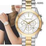 Buy Shop Michael Kors Slim Runway Chronograph White Dial Two Tone Steel Strap Watch For Women - MK8986 USA Online