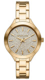 Buy Shop Michael Kors Slim Runway Crystals Gold Dial Gold Steel Strap Watch for Women - MK1046 USA Online