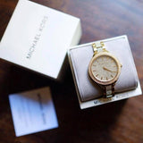 Buy Shop Michael Kors Slim Runway Crystals Gold Dial Gold Steel Strap Watch for Women - MK3632 USA Online