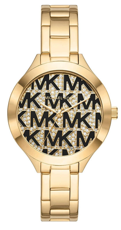 Buy Shop Michael Kors Slim Runway Crystals Gold Dial Gold Steel Strap Watch for Women - MK4659 USA Online