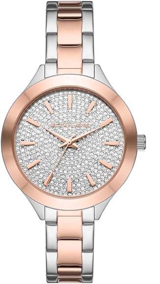 Buy Shop Michael Kors Slim Runway Crystals Silver Dial Two Tone Steel Strap Watch for Women - MK1045 USA Online
