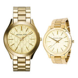 Buy Shop Michael Kors Slim Runway Gold Dial Gold Steel Strap Watch for Women - MK3335 USA Online