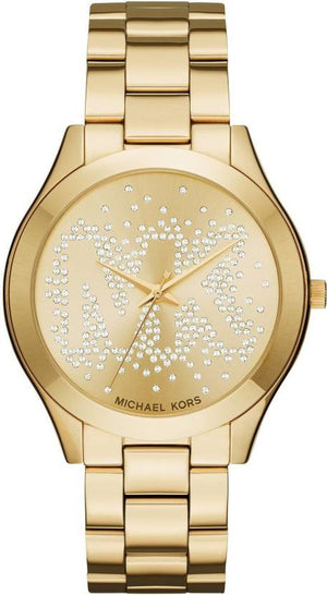 Buy Shop Michael Kors Slim Runway Gold Dial Gold Steel Strap Watch for Women - MK3590 USA Online