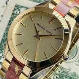 Buy Shop Michael Kors Slim Runway Gold Dial Two Tone Steel Strap Watch for Women - MK4300 USA Online