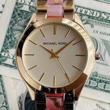 Buy Shop Michael Kors Slim Runway Gold Dial Two Tone Steel Strap Watch for Women - MK4300 USA Online