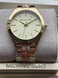 Buy Shop Michael Kors Slim Runway Gold Dial Two Tone Steel Strap Watch for Women - MK4300 USA Online
