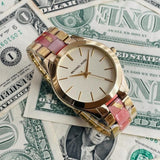 Buy Shop Michael Kors Slim Runway Gold Dial Two Tone Steel Strap Watch for Women - MK4300 USA Online