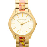 Buy Shop Michael Kors Slim Runway Gold Dial Two Tone Steel Strap Watch for Women - MK4300 USA Online