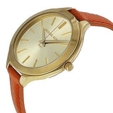 Buy Shop Michael Kors Runway Quartz Gold Dial Orange Leather Strap Watch For Women - MK2275 USA Online
