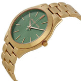 Buy Shop Michael Kors Slim Runway Green Dial Gold Steel Strap Watch for Women - MK3435 USA Online