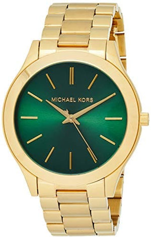 Buy Shop Michael Kors Slim Runway Green Dial Gold Steel Strap Watch for Women - MK3435 USA Online
