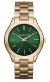 Buy Shop Michael Kors Slim Runway Green Dial Gold Steel Strap Watch for Women - MK3435 USA Online