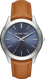 Michael Kors Slim Runway Analog Blue Dial Brown Leather Strap Watch For Men - MK8508