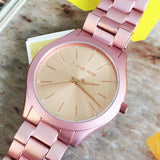 Buy Shop Michael Kors Slim Runway Pink Dial Pink Steel Strap Watch For Women - MK4456 USA Online