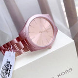 Buy Shop Michael Kors Slim Runway Pink Dial Pink Steel Strap Watch For Women - MK4456 USA Online