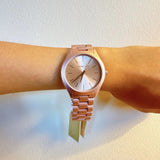 Buy Shop Michael Kors Slim Runway Pink Dial Pink Steel Strap Watch For Women - MK4456 USA Online