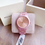 Buy Shop Michael Kors Slim Runway Pink Dial Pink Steel Strap Watch For Women - MK4456 USA Online