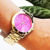 Buy Shop Michael Kors Slim Runway Pink Dial Rose Gold Steel Strap Watch for Women - MK3264 USA Online