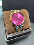 Buy Shop Michael Kors Slim Runway Pink Dial Rose Gold Steel Strap Watch for Women - MK3264 USA Online