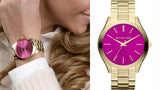 Buy Shop Michael Kors Slim Runway Pink Dial Rose Gold Steel Strap Watch for Women - MK3264 USA Online