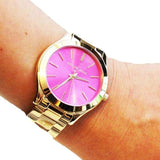 Buy Shop Michael Kors Slim Runway Pink Dial Rose Gold Steel Strap Watch for Women - MK3264 USA Online