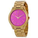 Buy Shop Michael Kors Slim Runway Pink Dial Rose Gold Steel Strap Watch for Women - MK3264 USA Online