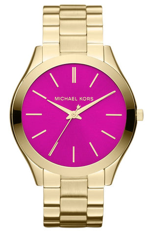 Buy Shop Michael Kors Slim Runway Pink Dial Rose Gold Steel Strap Watch for Women - MK3264 USA Online